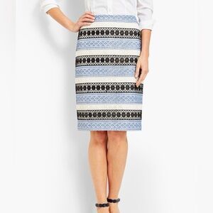 NWT Talbots LACE STRIPE PENCIL SKIRT Size:8P